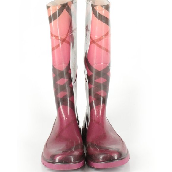Burberry Raspberry pink plaid Rainboots Italy EU39 - Picture 2 of 3